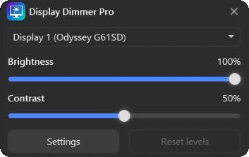 Display Dimmer brightness and contrast sliders for a Windows display